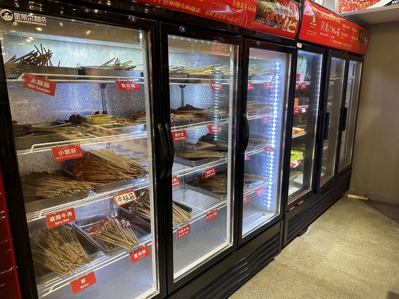 Ingredient display cabinets with labelled skewers